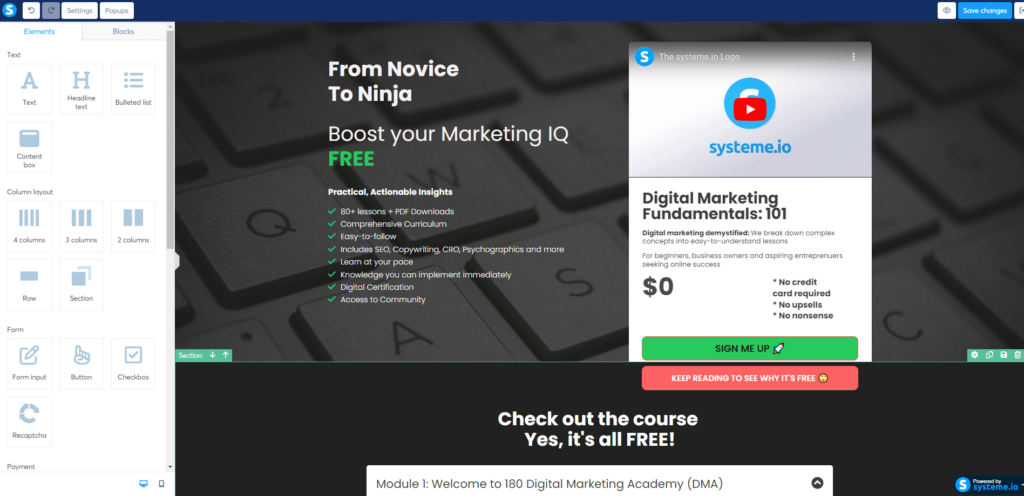 System Io fron Novice to Ninja in Digital Marketing dashboard