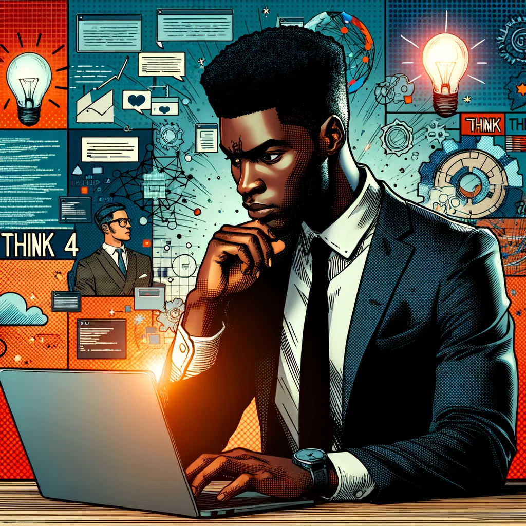 A young black professional man in a suit on his laptop looking for work from home jobs