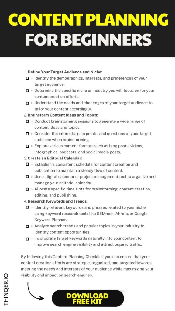 content planning for beginners checklist